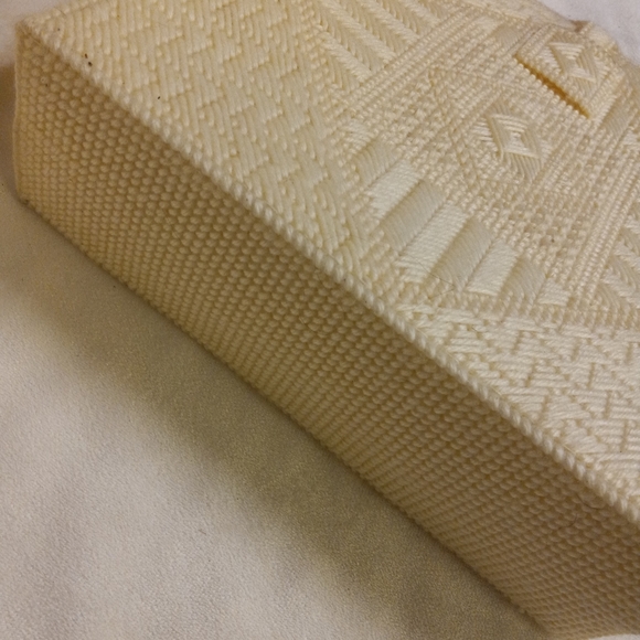 Vintage Handmade Unique Designed Cream Crochet Tote size Handbag 👜 - Picture 6 of 10